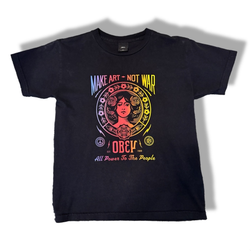 Obey Women’s Black Graphic T-Shirt, Size XS (Free item with purchase)